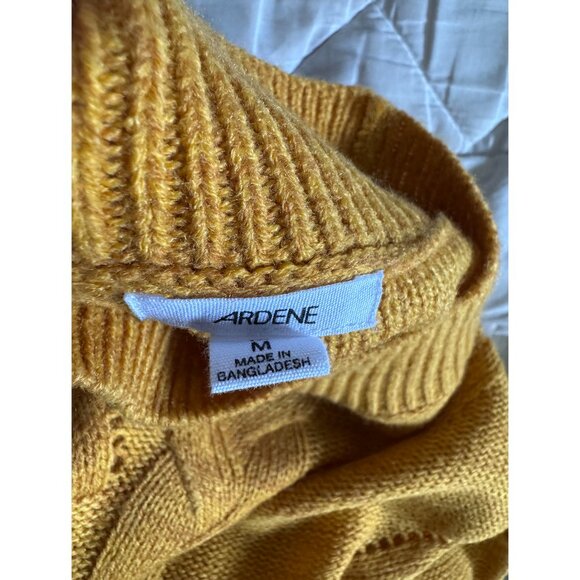 Golden Ochre Mustard Yellow Cable Knit Mock Neck Sweater – Size Medium - Picture 5 of 8